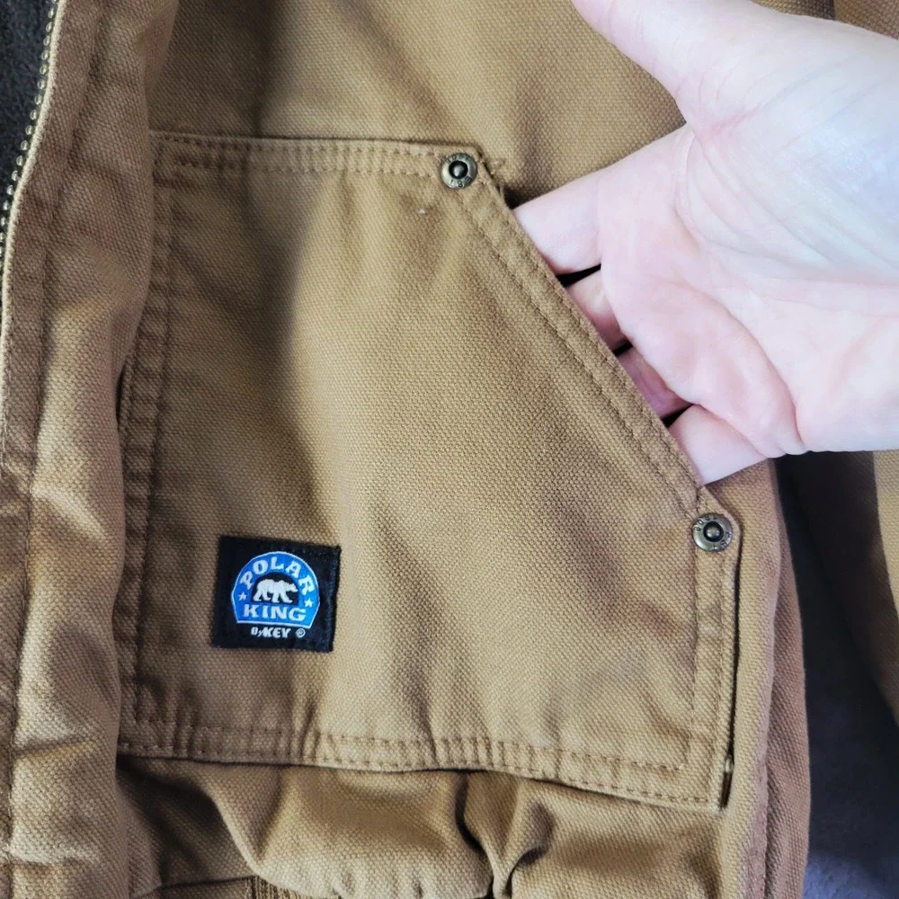 Polar King by Key Kids Brown Duck Canvas Fleece Lined Hooded Work Jacket Kids‎